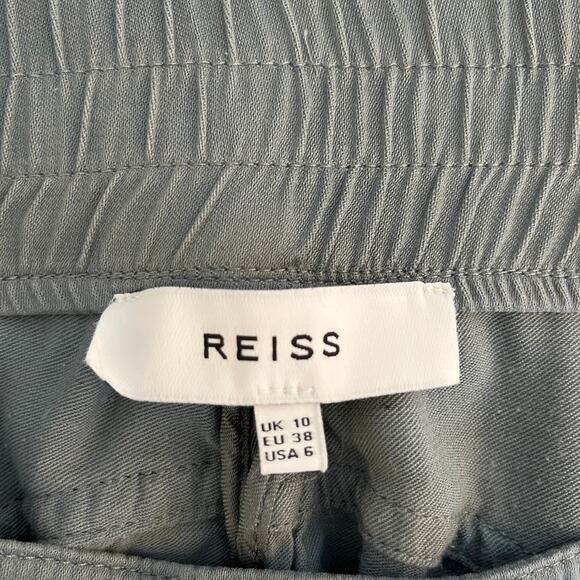Reiss Marlow Pleat Front Tapered Trousers Joggers Green Size 6 Casual Minimalist - Picture 4 of 8